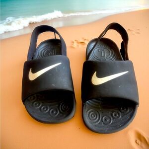 Nike Kawa Baby Toddler Slides Sandals Black & White 10C